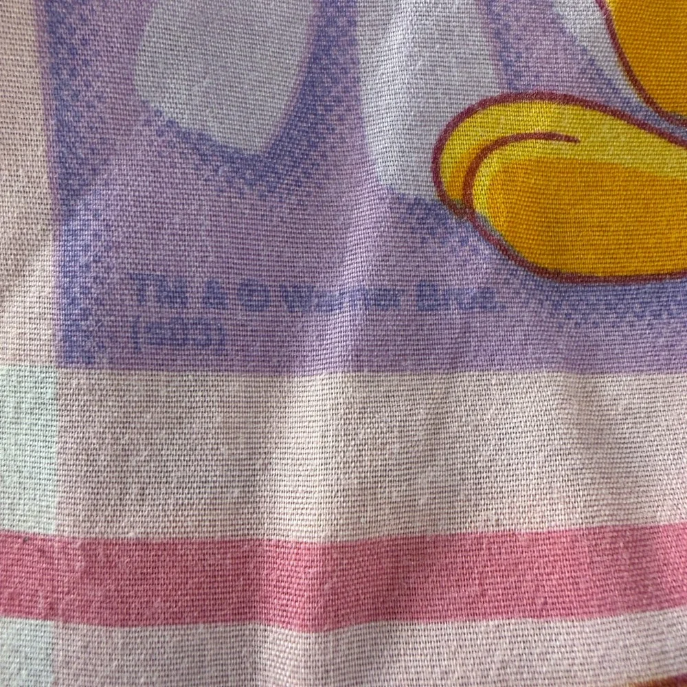 Vintage Warner Bros Tweety Bird Flat Sheet 2003 Looney Tunes Plaid Floral Purple